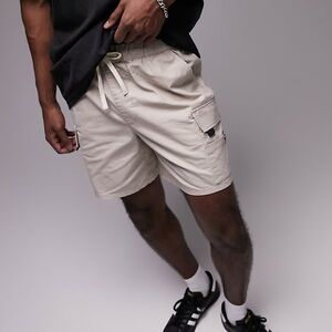 Topman Cotton Ripstop Cargo Short In Cream Size 32 NWOT
